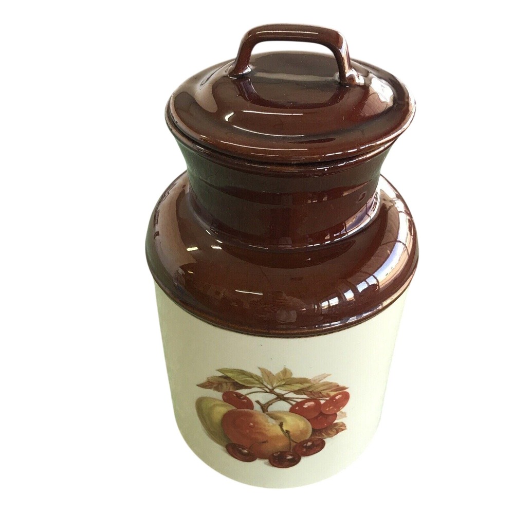 VINTAGE McCOY POTTERY #254 FRUIT FESTIVAL CANISTER/COOKIE JAR WITH LID - USED